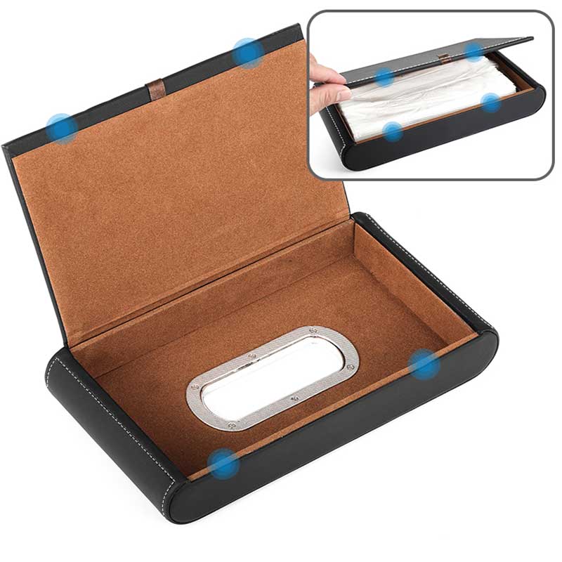 TAPTES PU Leather Napkin Holder Box for Tesla Model S/3/X/Y, Leather Tissue Box