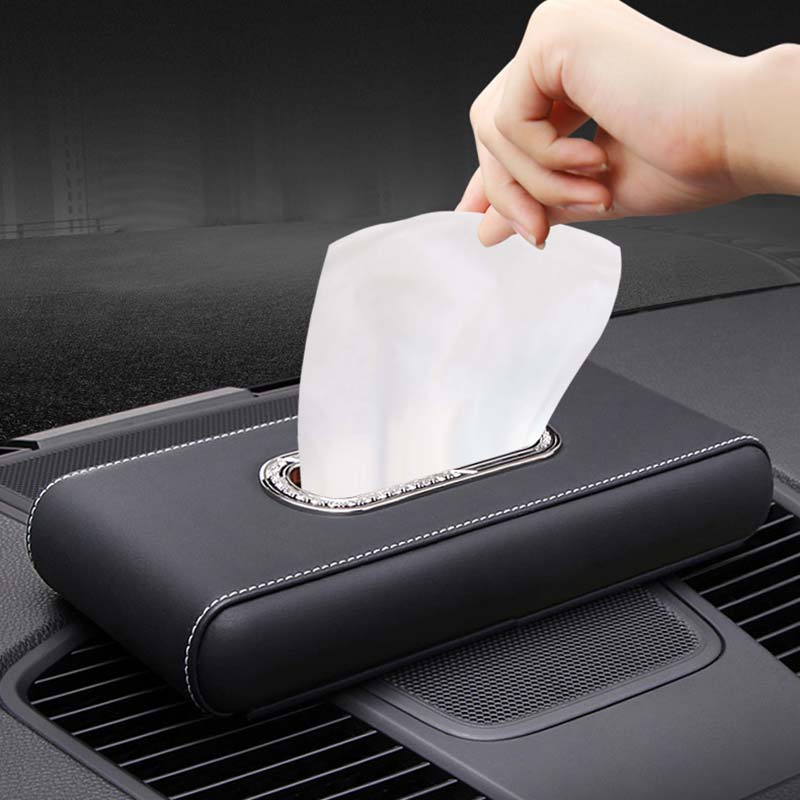 TAPTES PU Leather Napkin Holder Box for Tesla Model S/3/X/Y, Leather Tissue Box