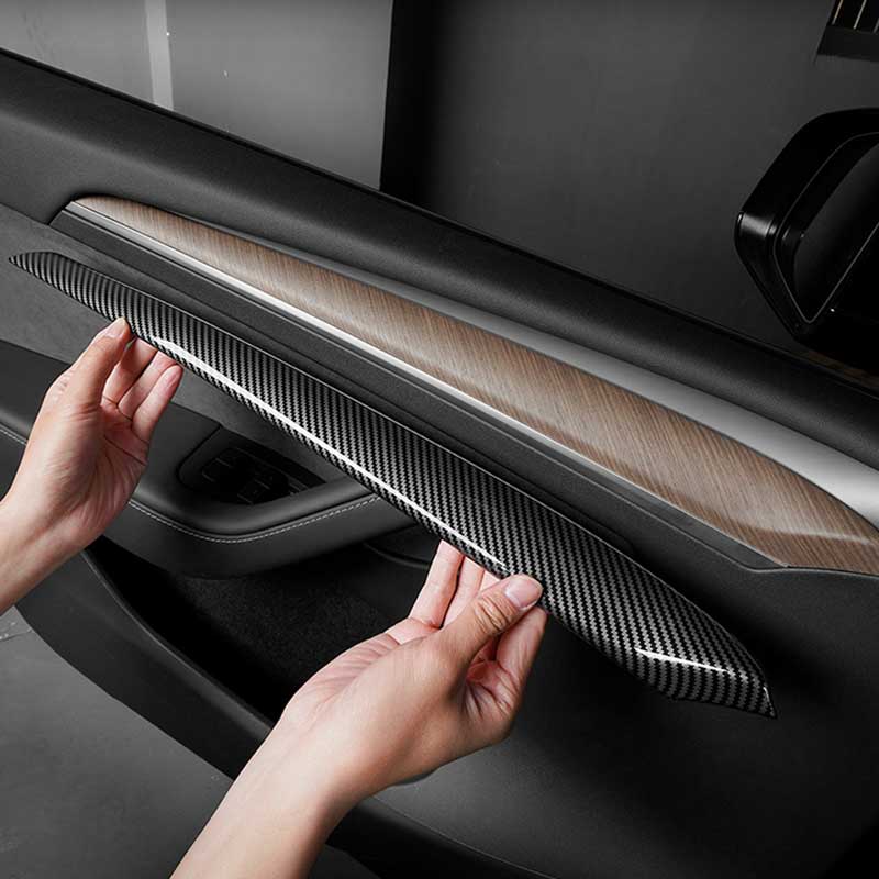 TAPTES Carbon Fiber Style Door Inner Panel Trim for Model Y Model 3 2021-2023 2024