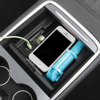 TAPTES Refresh Center Console Storage Box with USB Port for 2021 Model Y Model 3