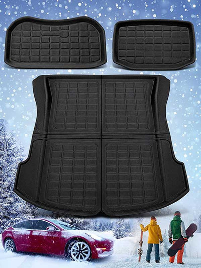 TAPTES All Weather Cargo & Front Frunk Liner Floor Mats for Model 3 Interior 2021-2023, Set of 3