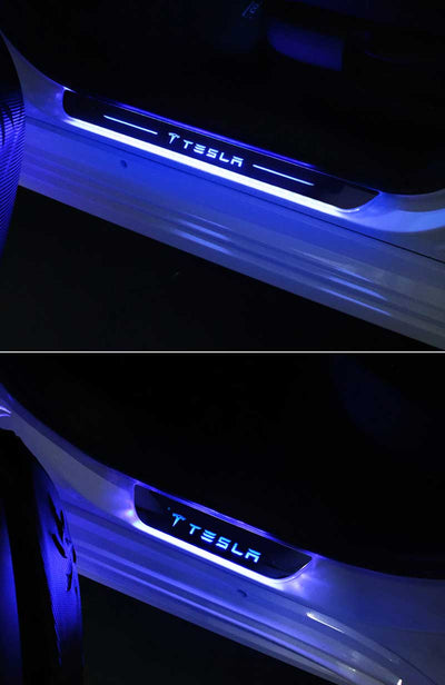 TAPTES Tesla Model 3 Threshold Strip with Light Luminous Welcome Pedal LED Atmosphere Light
