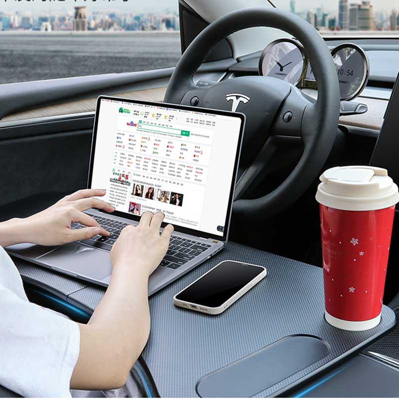 TAPTES Tesla Model 3/Y Multi-Functional Portable Car Laptop and Food Tray Portable Tray Laptop Notebook Table Eating Desk
