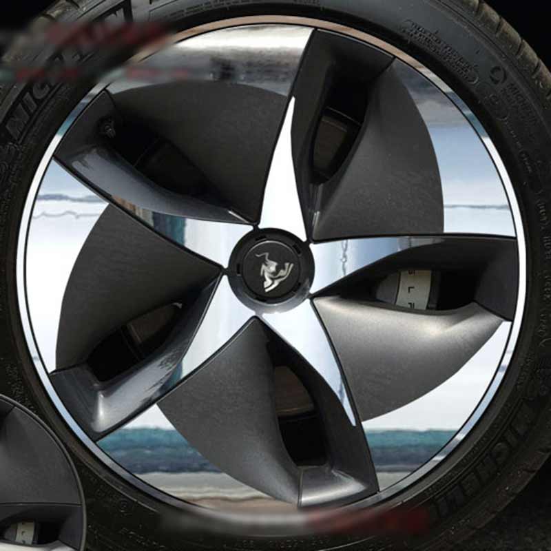 TAPTES Wheel Hub Sticker for Tesla Model 3, Wheel Hub Decoration, Set of 4