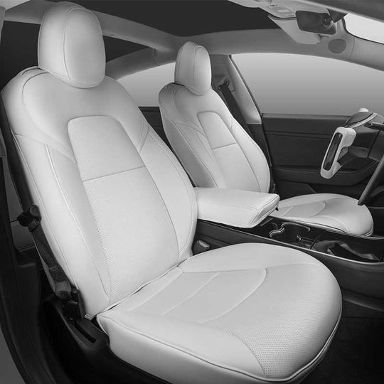TAPTES Seat Covers for Tesla Model 3 Front Seats Front Seat Covers for Model 3 2017 2024 2025 Premium Nappa Leather White Front SEATS Covers Only