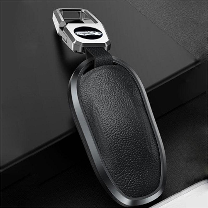 TAPTES® Metal Leather Key Fob Covers for Tesla Model S Model 3 Model  X