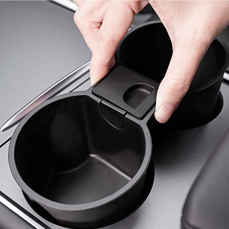  Spigen Center Console Cup Holder Insert (Up to 20 oz Venti  Cups) Designed for Tesla Model 3 and Y with Flushed-Fit [Carbon Edition]  2023/2022 : Automotive