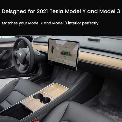 TAPTES 2021-2023 2024 Model Y & Model 3 Vinyl Wood Center Console Protection Cover