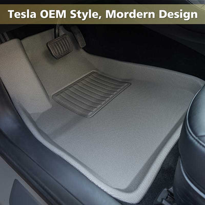 TAPTES All Weather Floor Mats for Tesla Model 3 2025-2017, Gray Floor Liners for Tesla Model 3 Highland