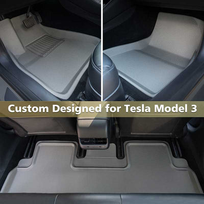 TAPTES All Weather Floor Mats for Tesla Model 3 2025-2017, Gray Floor Liners for Tesla Model 3 Highland