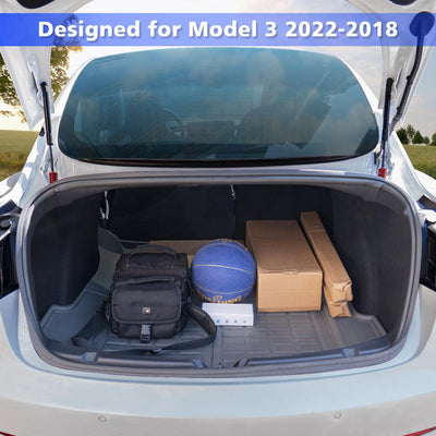 TAPTES Cool Silver Rear Trunk Mat for Model 3, Cargo Mat for Tesla Model 3 2024 2023-2018