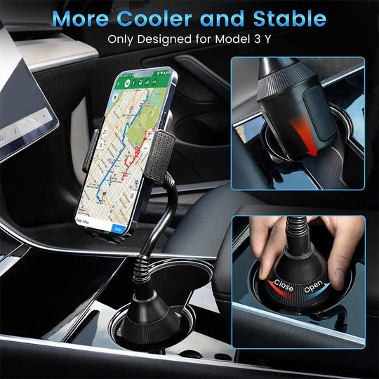 TAPTES® Center Console Cup Holder Cell Phone Mount for Tesla Model
