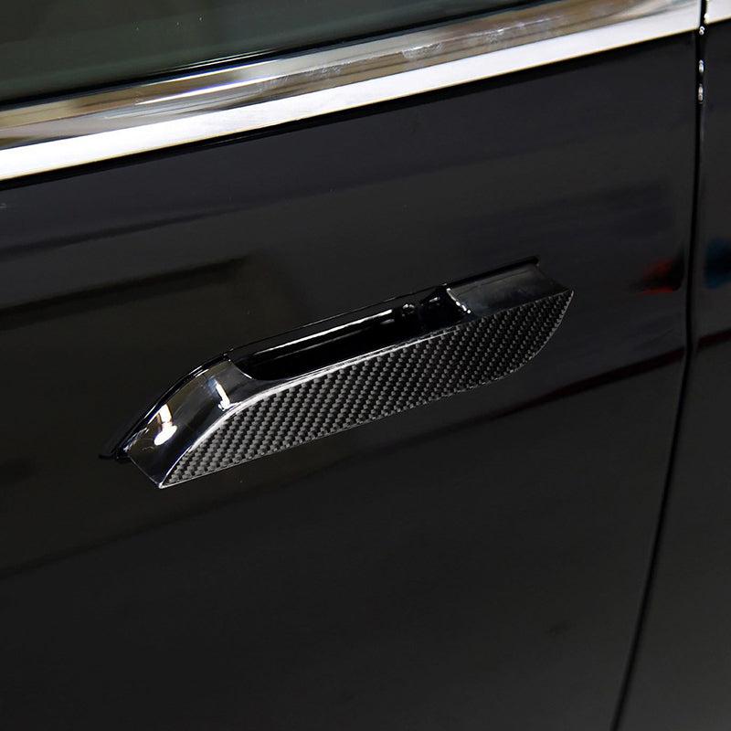 TAPTES Carbon Fiber Door Handle Stickers, for Tesla Model S 2016-2018, 4 Pcs