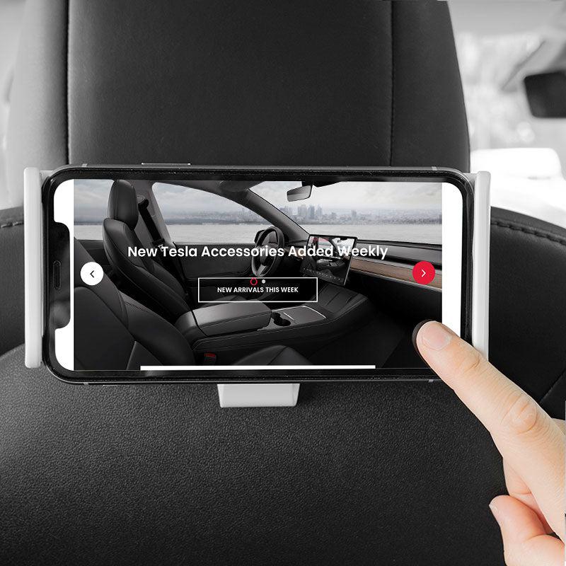 Charchendo for Tesla Model Y Model 3 Headrest Tablet Mount with Metal Ball  Head Fits 4-13'' Devices, Car Back Seat iPad Holder Kids Adjustable Travel