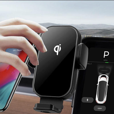 TAPTES Cell Phone Holder with Wireless Charging & Storage Organizer for Tesla Model 3/Y 2021-2025