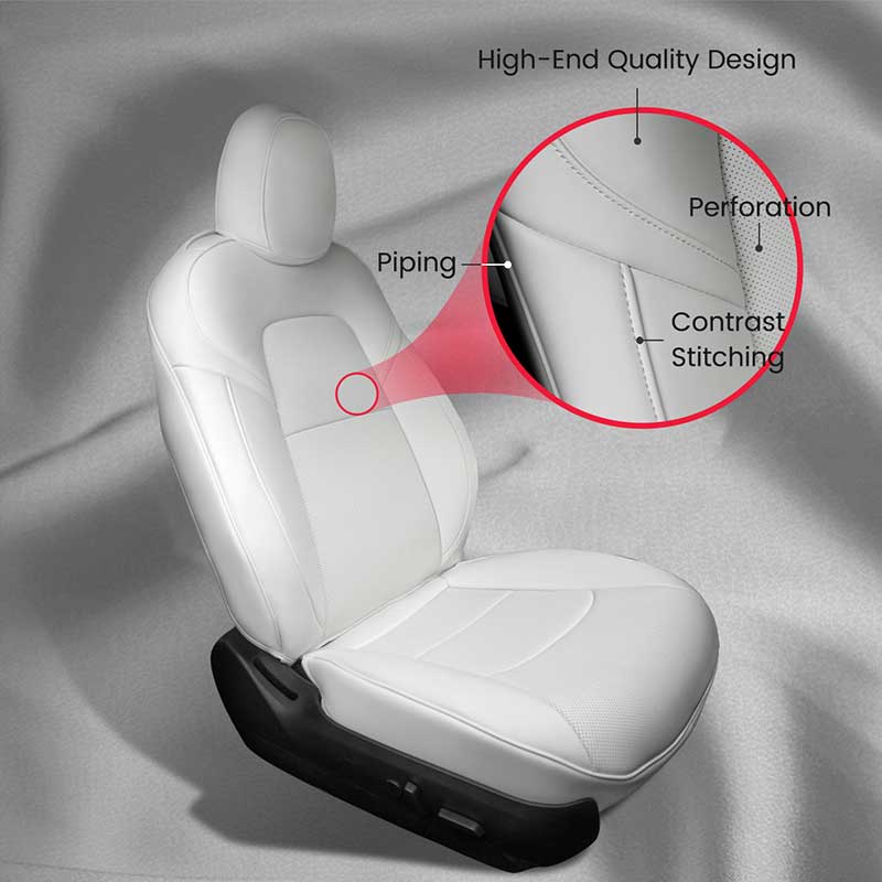 TAPTES White Seat Covers for Tesla Model 3, White Seat Proetctors 