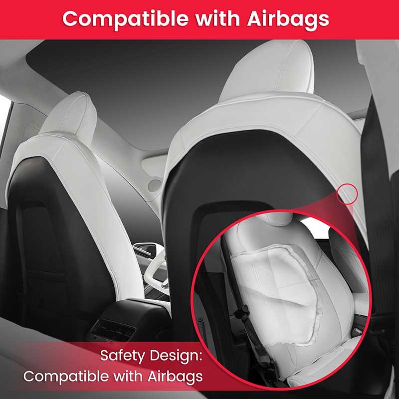 TAPTES Tesla Model 3 Seat Covers, White Seat Covers for Tesla