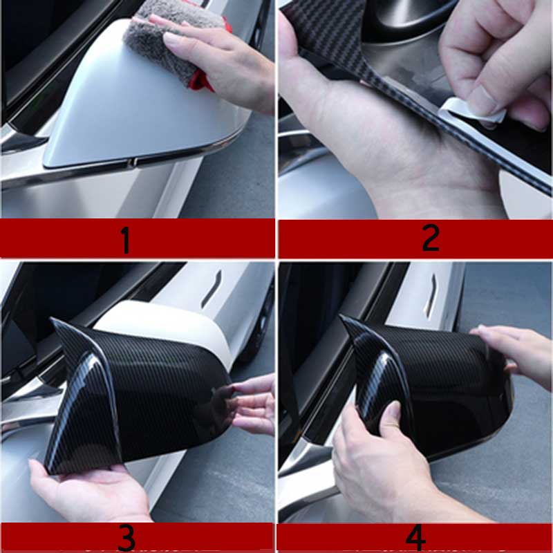 TAPTES® Ox Horns Side Rearview Mirror Cover for Tesla Model 3 Model Y, Set of 2