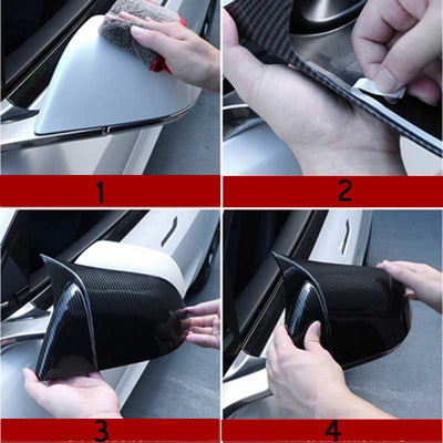 TAPTES® Ox Horns Side Rearview Mirror Cover for Tesla Model 3 Model Y, Set of 2
