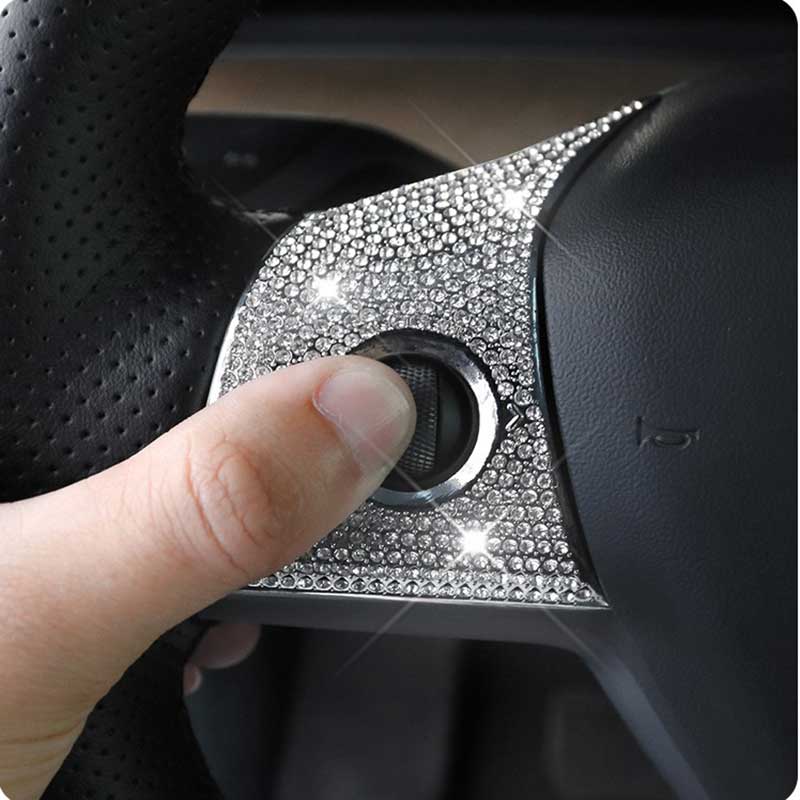 TAPTES® Steering Wheel Bling Crystal Decals Cover Sticker Trim for Tesla Model 3/Y