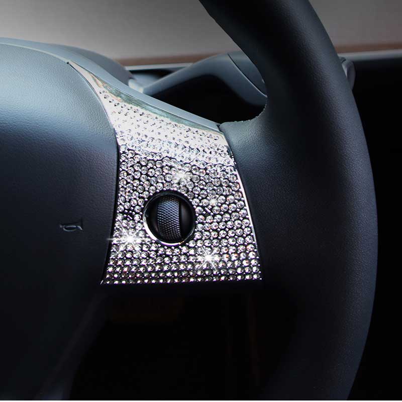 TAPTES® Steering Wheel Bling Crystal Decals Cover Sticker Trim for Tesla Model 3/Y