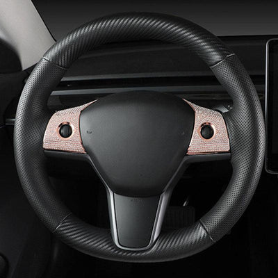 TAPTES® Steering Wheel Bling Crystal Decals Cover Sticker Trim for Tesla Model 3/Y