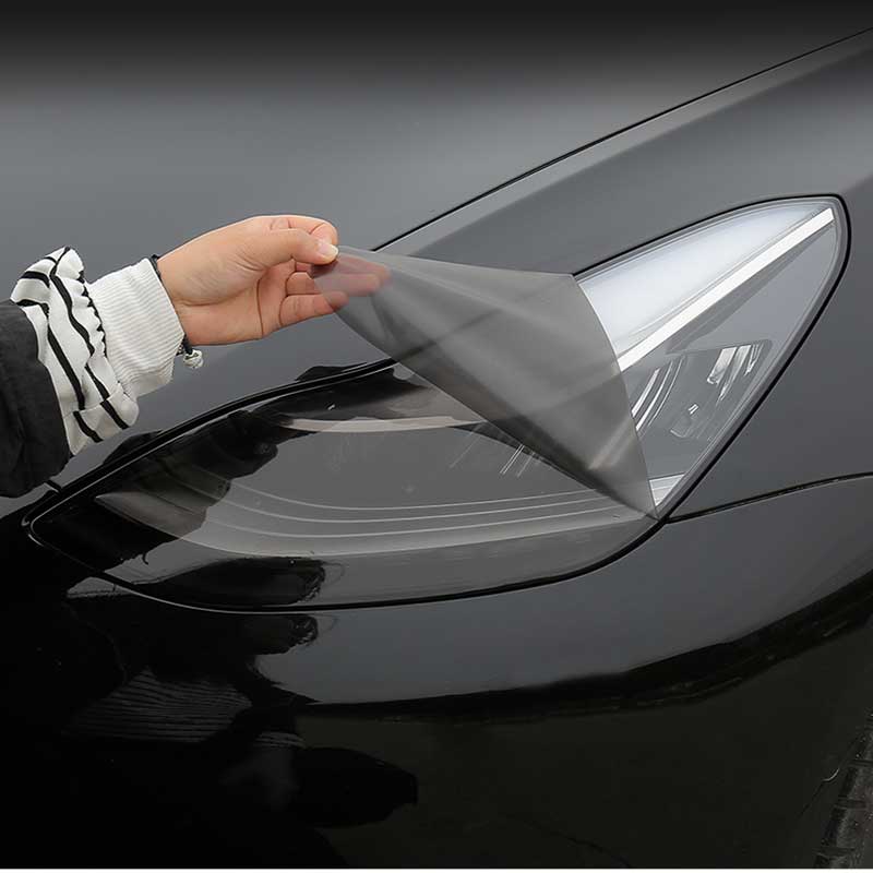 TAPTES® TPU Headlight Protection Film for Tesla Model 3 Model Y, Set of 2, Black Decoration Film