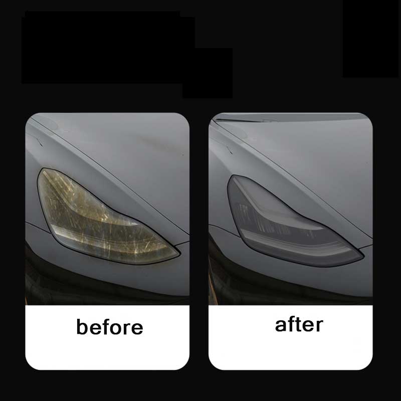TAPTES® TPU Headlight Protection Film for Tesla Model 3 Model Y, Set of 2, Black Decoration Film