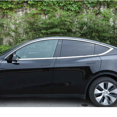 TAPTES Chrome Steel Window Molding Trim Decoration Strips for Tesla Model Y 2020-2023