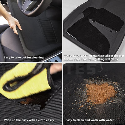 TAPTES® All Weather Floor Mats for Right-Hand Drive Model 3, 2017-2023 Floor Mats for Tesla Model 3
