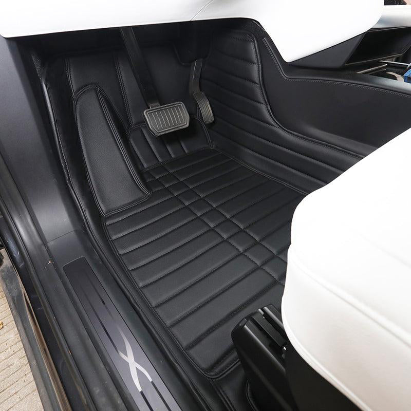 TAPTES Premium Leather Floor Mats for Model X, Best Floor Liners for Model X