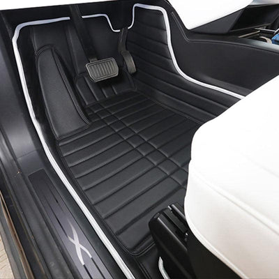 TAPTES Premium Leather Floor Mats for Model X, Best Floor Liners for Model X