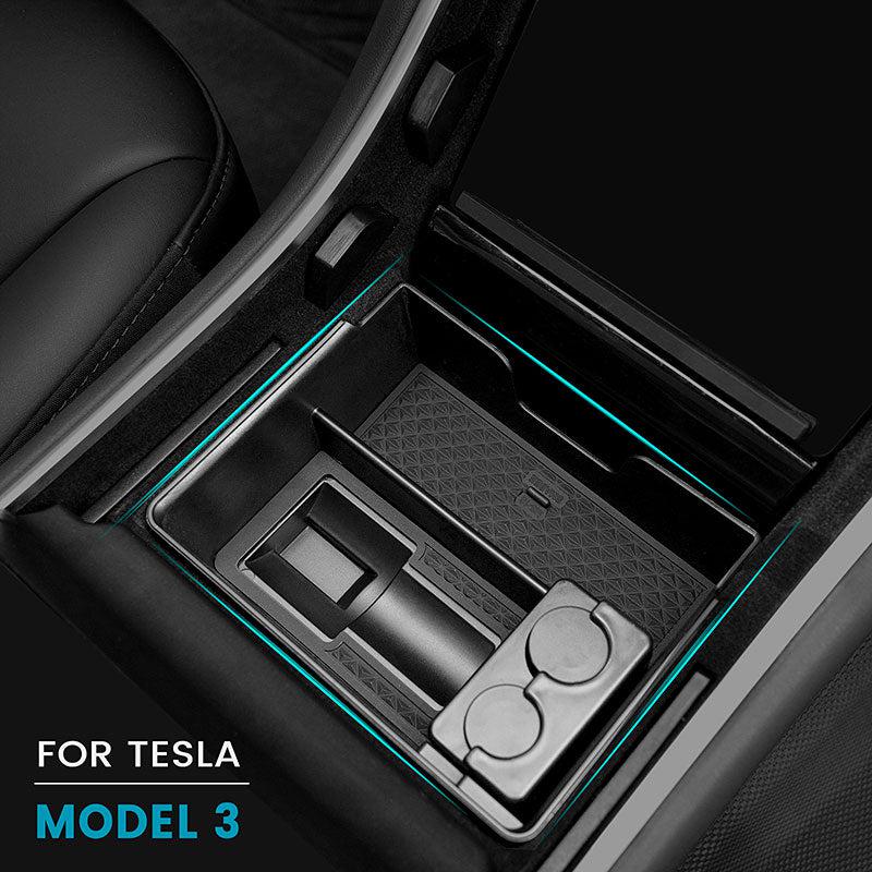 TAPTES Center Console Tray for Tesla Model 3 w/ J1772 Adapter Slot + Eyeglass Slot+ Coin Slot