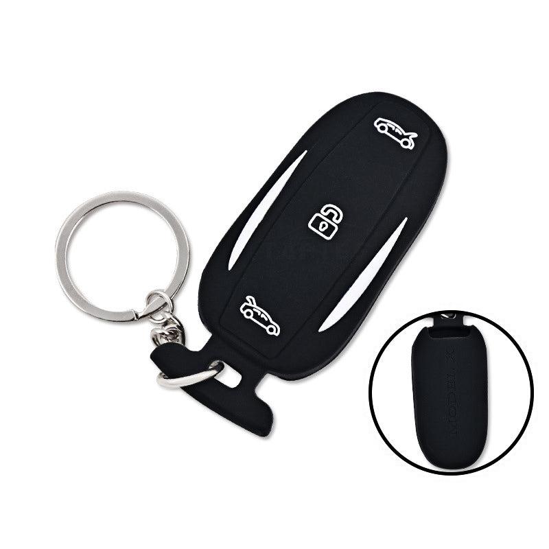 TAPTES Silicone Key Fob Cover with Aluminum Key Chain for Model X