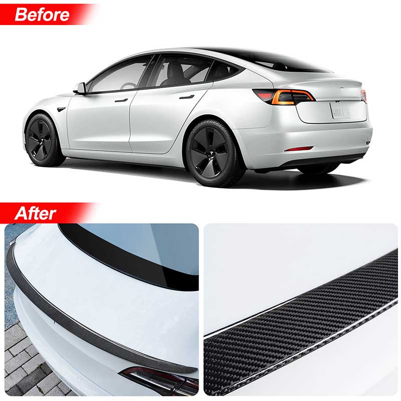 TAPTES 2023 Upgrade Carbon Fiber Spoiler for Tesla Model 3 2017-2023 2024（Glossy Spoiler）