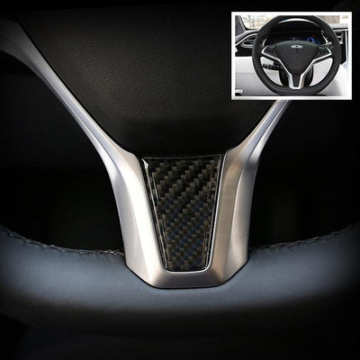 Carbon Fiber Steering Wheel Decoration Sticker for Model S - TAPTES