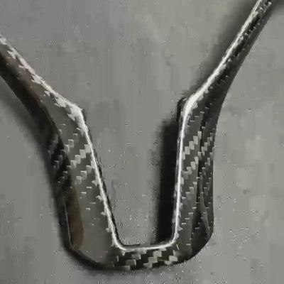Glossy Carbon Fiber Steering Wheel Cover Trim for Model S 2019-2022 2023 2024 2025