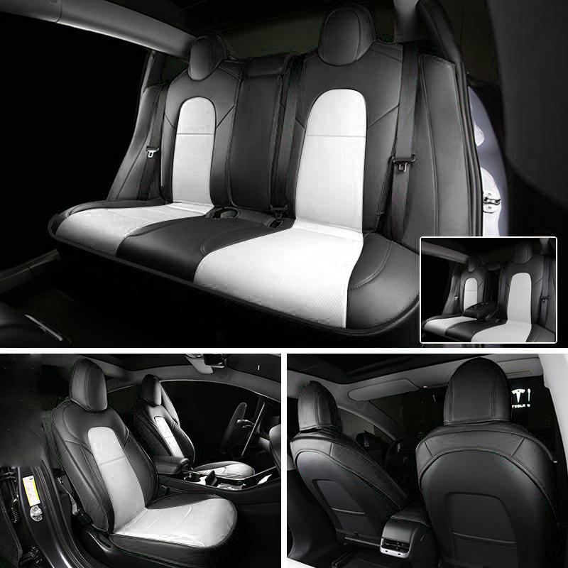 Custom Leather Seat Covers for Tesla Model 3 Rear Seats 2023 2022 2021 2020 2019 2018 2017