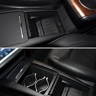 Handrail Storage Box Touch Sensor LED Light for Model S - TAPTES