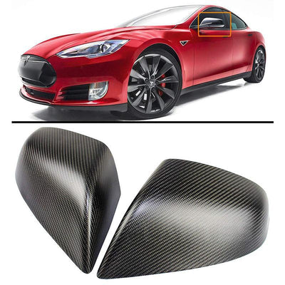 Pack of 2pcs Carbon Fiber Side Mirror Covers Cap for Model S - TAPTES