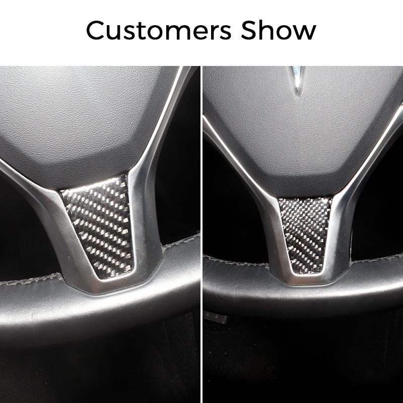 Carbon Fiber Steering Wheel Decoration Sticker for Model X - TAPTES