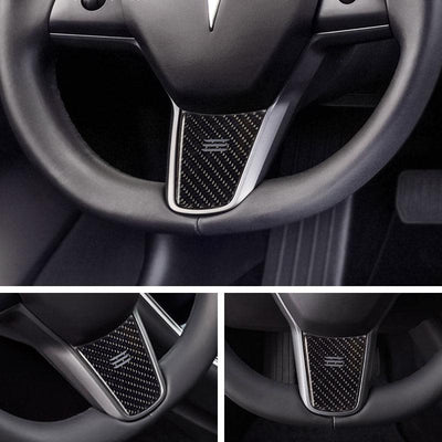 Carbon Fiber Steering Wheel Decal Sticker for Tesla Model 3 - TAPTES
