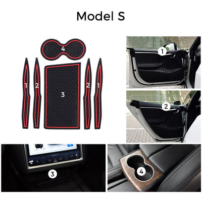Custom Fit Cup and Center Console Liner for Tesla Model S 2018 2019 - TAPTES