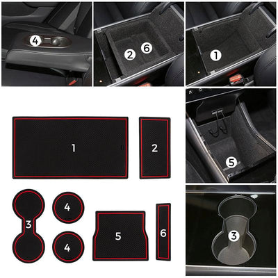 Center Console & Cup Holder Rubber Liners for Tesla Model 3 - TAPTES