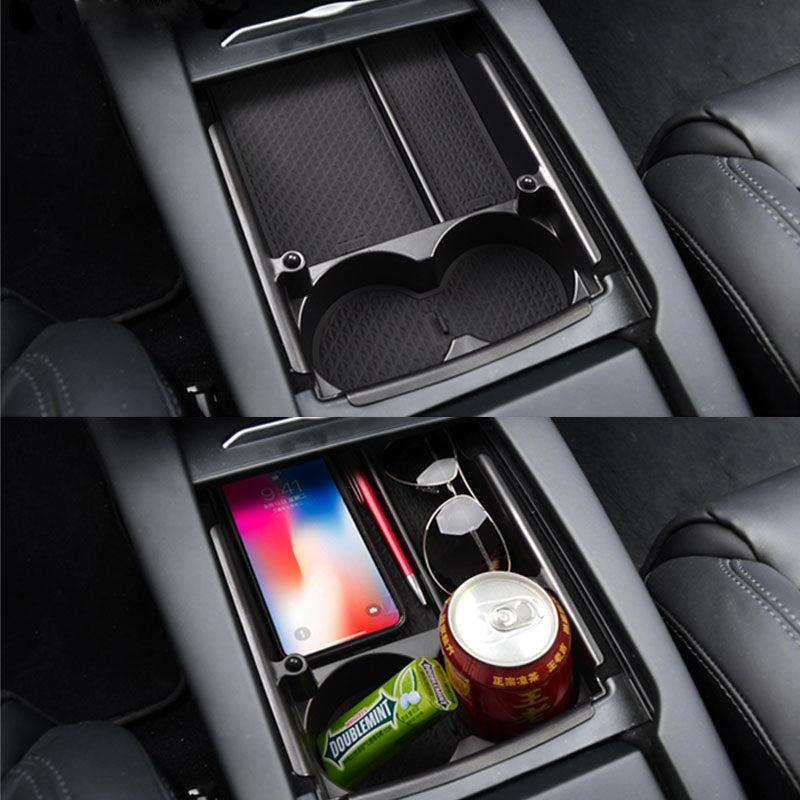 Center Console Organizer Storage Box with Cup Holder for Model X - TAPTES