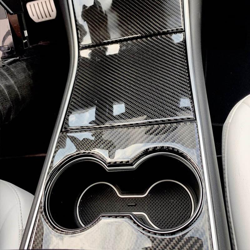 Carbon Fiber Center Console Cover for Tesla Model 3 - TAPTES